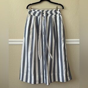 NEW Gap Tie-Belt Button-Front Stripe Midi Skirt Sailor Preppy Size 4 Tall